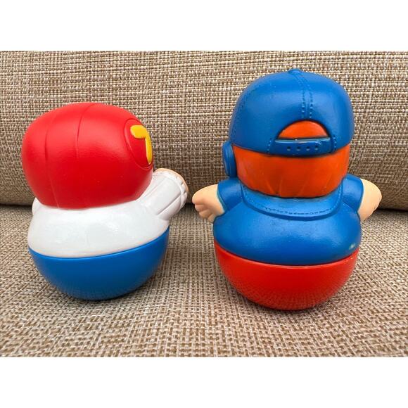 Vintage 1987 Playskool Weeble Wobble Figures Lot Of 2 Pilot Race Car Driver - Picture 2 of 3